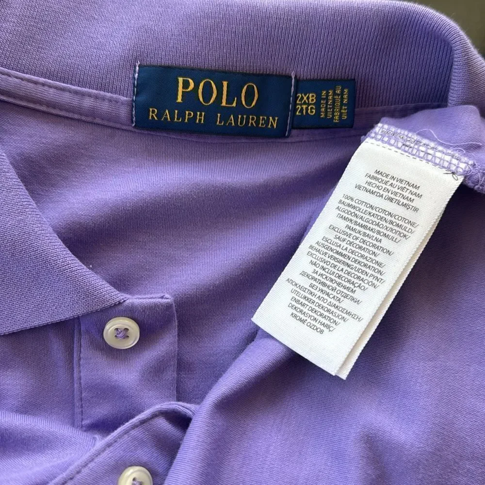 Polo by Ralph Lauren Classic Purple Polo Shirt Men’s Size 2XB 100% Cotton Casual